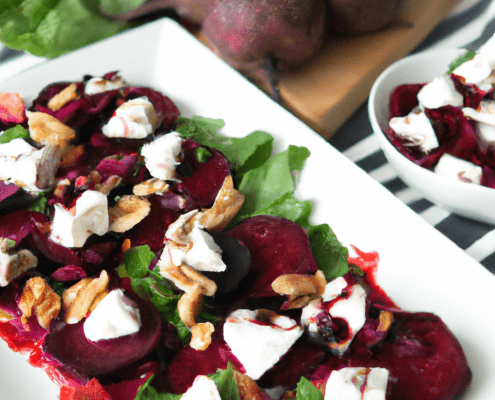 Roasted Beet and Goat Cheese Salad (Vegetarian) 10 cups mixed greens 5 cups roasted beets, peeled and diced 5 cups crumbled goat cheese 2 cups chopped walnuts 1 cup balsamic vinaigrette Toss mixed greens with roasted beets, goat cheese, and walnuts. Drizzle with balsamic vinaigrette and serve. Tomato and Basil Bruschetta (Vegan) 10 cups diced tomatoes 1 cup chopped fresh basil 1/2 cup minced red onion 1/4 cup balsamic vinegar 1/4 cup olive oil Salt and pepper, to taste 1 large baguette, sliced and toasted Mix tomatoes, basil, red onion, balsamic vinegar, and olive oil in a bowl. Season with salt and pepper. Spoon the mixture onto toasted baguette slices and serve.