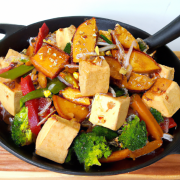Vegetable and Tofu Stir-Fry (Vegan) 2 tbsp vegetable oil 5 cups cubed firm tofu 2 cups sliced bell peppers 2 cups sliced zucchini 2 cups chopped broccoli 1 cup teriyaki sauce Heat vegetable oil in a large skillet or wok over medium heat. Add tofu and cook until golden brown. Remove tofu from the skillet and set aside. Add bell peppers, zucchini, and broccoli to the skillet, and cook until tender-crisp. Stir in tofu and teriyaki sauce, cooking until heated through. Spinach and Feta Stuffed Mushrooms (Vegetarian) 10 large button mushrooms, stems removed 2 cups chopped fresh spinach 1 cup crumbled feta cheese 1/2 cup breadcrumbs 1/4 cup olive oil Salt and pepper, to taste Preheat oven to 375°F. In a bowl, mix spinach, feta, breadcrumbs, and olive oil. Season with salt and pepper. Stuff the mushroom caps with the mixture and place them on a baking sheet. Bake for 20-25 minutes, until mushrooms are tender and the filling is golden.
